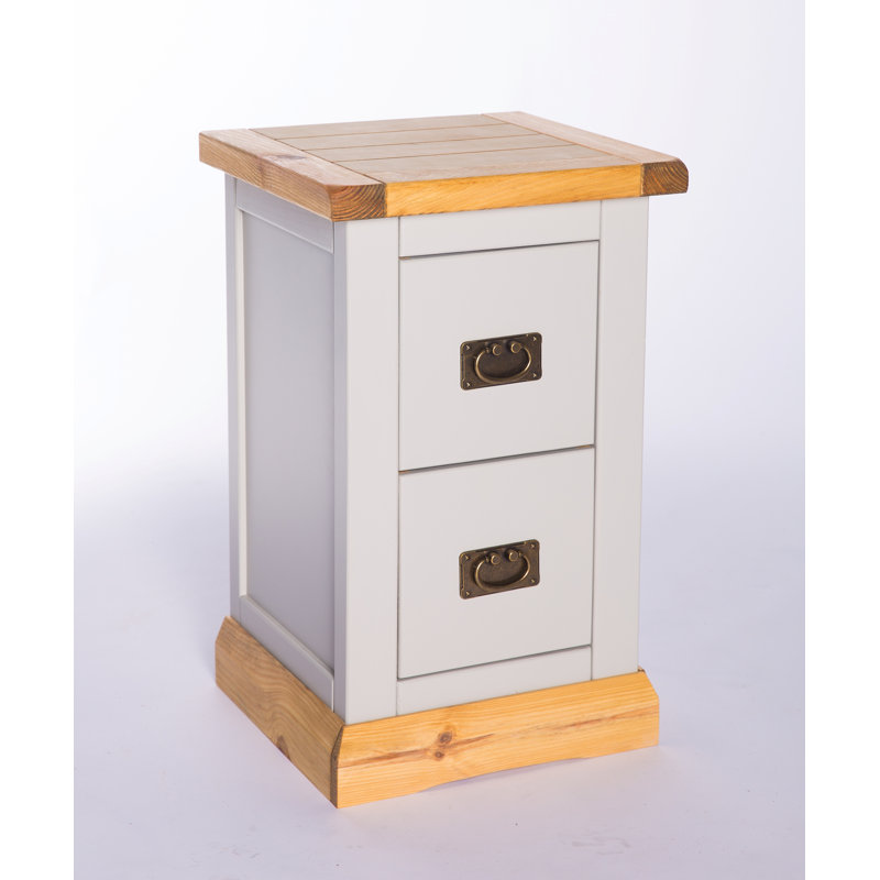 Pittsford 35 cm W Bedside Table, Light Grey, Brass Handle