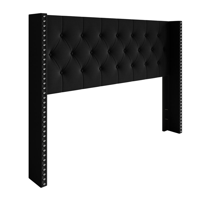 Tête de lit tapissier Grinnell, Noir, Double