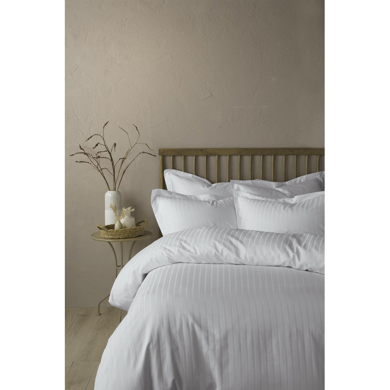 Arla Cotton Striped Duvet Cover Set with Pillowcases, Single - 1 Standard Pillowcase