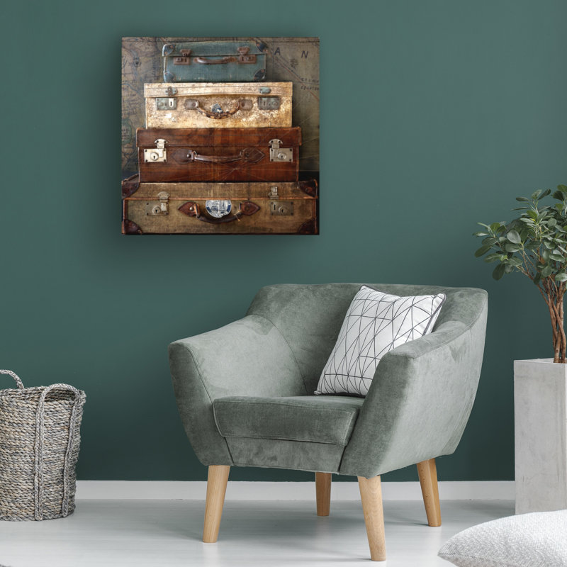 Art sur toile, "Valises" par Sympo, H 18 po x l 18 po x P 2 po