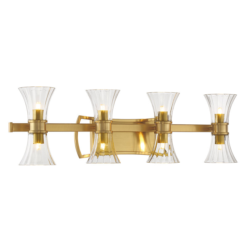  Bennington 8-Light LED Bathroom Vanity Light in Warm Brass, 8.75" H x 32" W x 32" D, 8 Lights