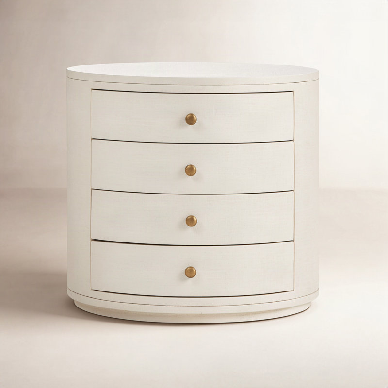 Amelia 4 - Drawer Nightstand, Ivory Painted Linen