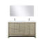 Ensemble de meuble-lavabo double en acacia rustique l 60 po x P 20 po, plateau en marbre de culture, robinet en nickel brossé et miroir de 55 po-1455960309-1455960310