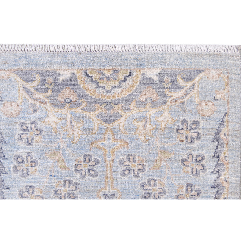 Tapis unique bleu clair / gris / beige de 8 pi 10 po x 12 pi