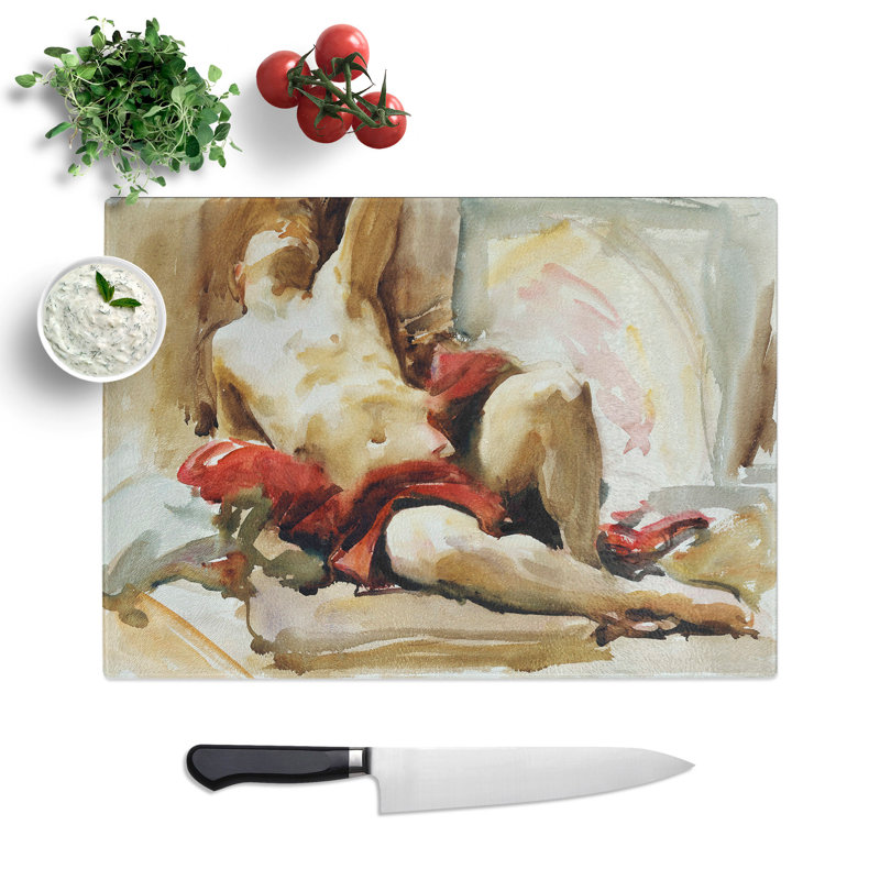 Man with Drapery by John Singer Sargent Chopping Board, 0.4cm H x 28.5cm W x 39cm L
