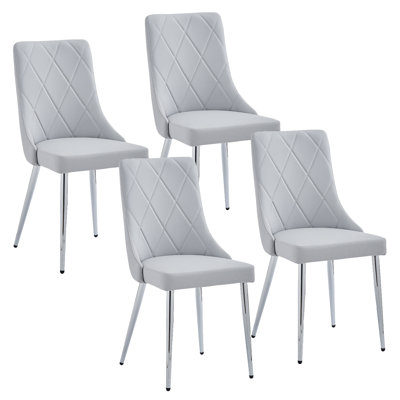 Contemporary Faux Leather and Metal Dining Chair, Set of 4