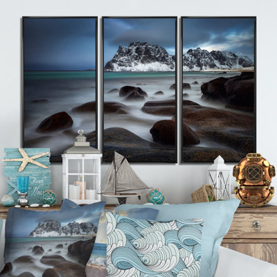 " Rocky Coast With Mountains " 3 - Pieces
