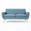 Petit espace avec un design contemporain et un tissu bleu recouvrant un revêtement compact pour les appartements