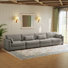 Maelina 4 - Piece Upholstered Light Gray Corduroy Modular Sectional Sofa with Pillow Back and Solid Wood Legs