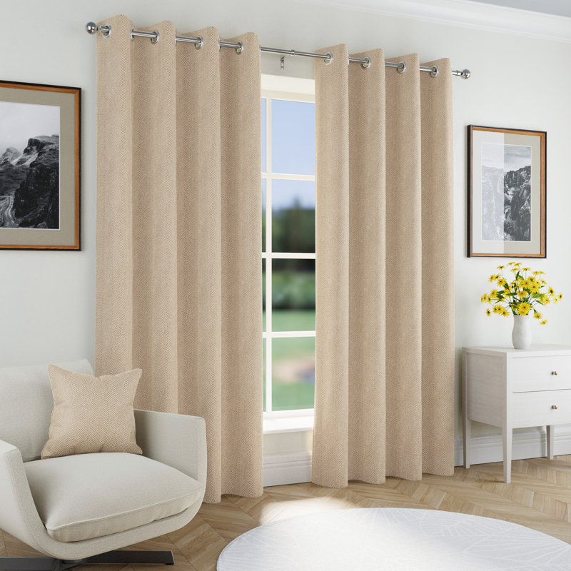 Blackout Curtain Panel Pair, 168cm Width x 137cm Drop, Natural