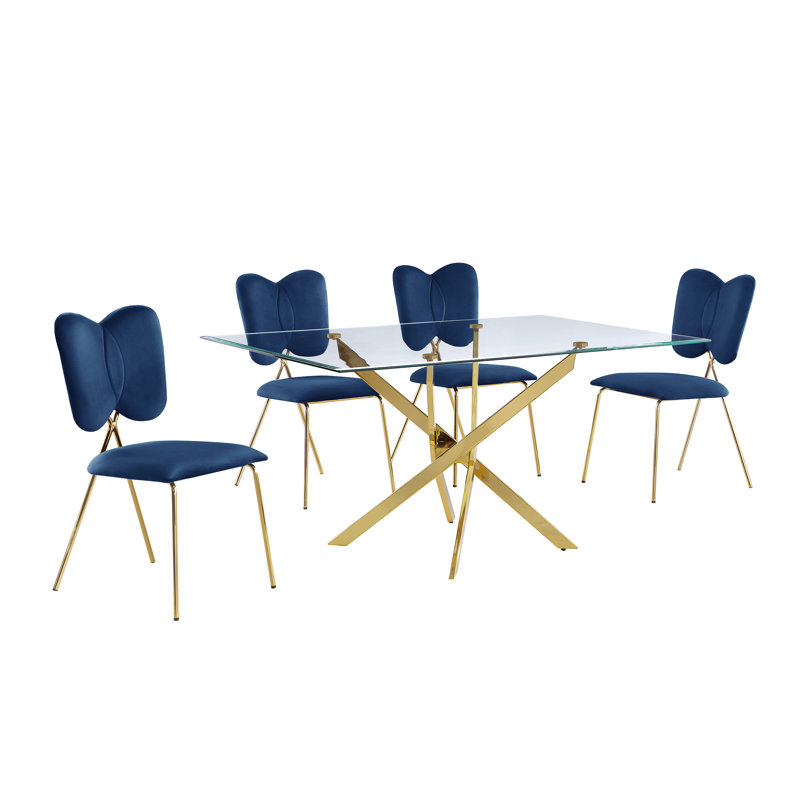Arieyana 4 - Person Trestle Dining Set, Navy Blue
