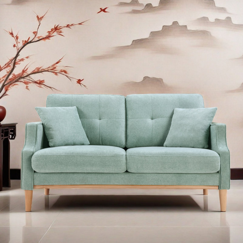 Nathaneil Fabric 56.8'' Reception Loveseat, Green