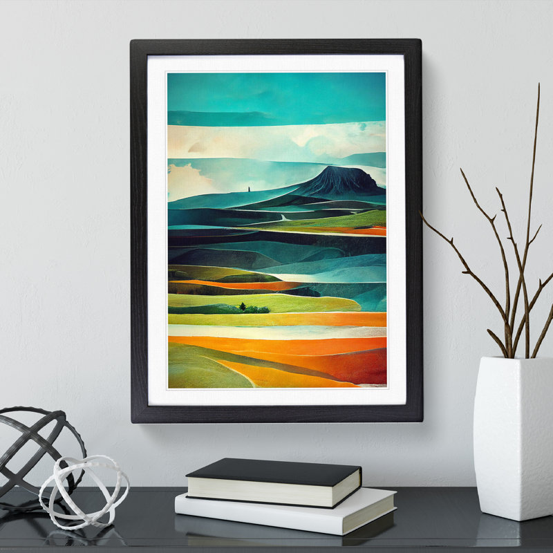 Meadow Landscape Abstract No.5 - Framed Print, Black, 34cm H x 25cm W x 2cm D