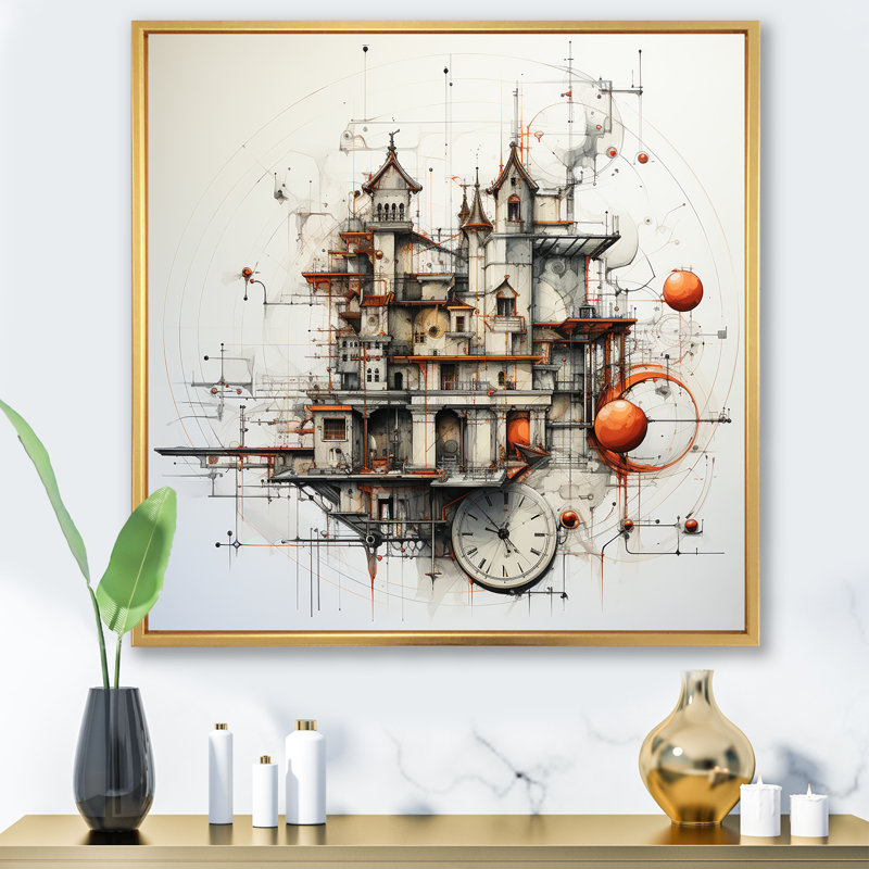 Impression sur toile surréalisme, surréalisme, Cadre flottant doré, H 16 po x l 16 po x P 1 po