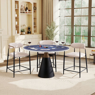 47" Round 2-in-1 Dining & Poker Table, Convertible Game Table for Dining Room, Game Room