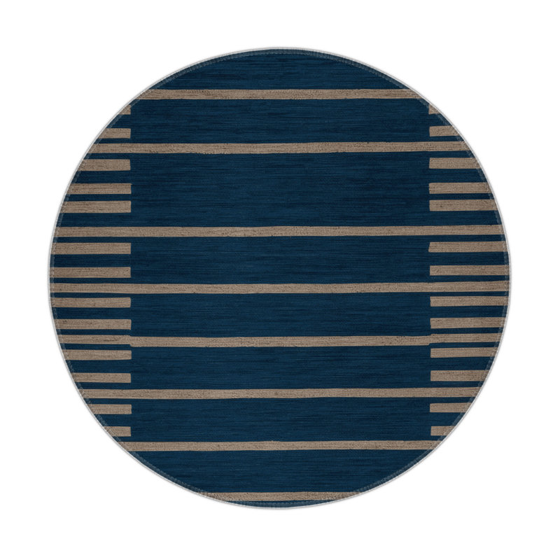 Tapis intérieur / extérieur bleu HorizontalStripes, Rectangulaire 3 pi x 5 pi