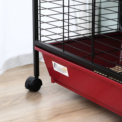Cage de 41 po pour petits lapins et furets - avec mangeoire, roues, plateforme, roues et furets