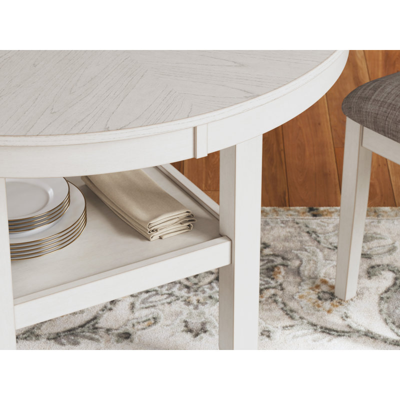 Elegant White and Gray Wood Dining Table Set with 4 Chairs