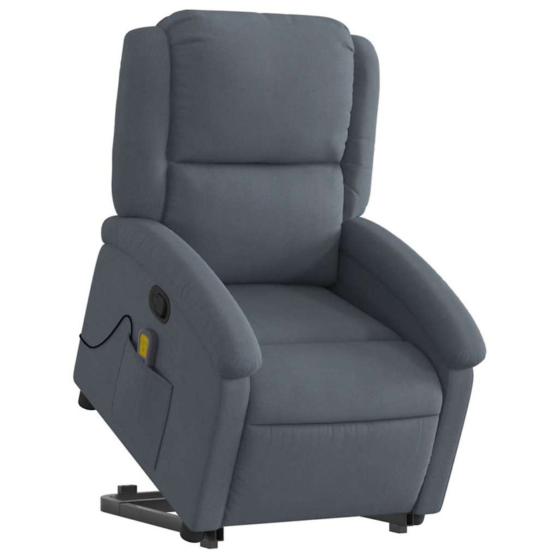 Fauteuil inclinable de massage Ebern Designs, Velours gris, Poussoir électrique