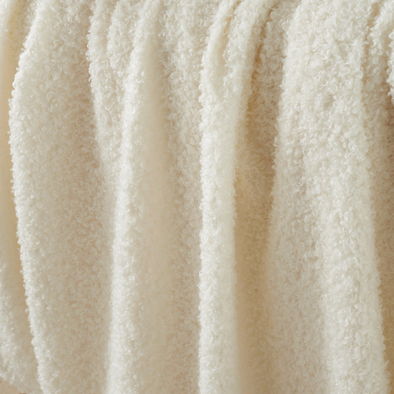Soft Boucle Warm Blanket Throw, Cream