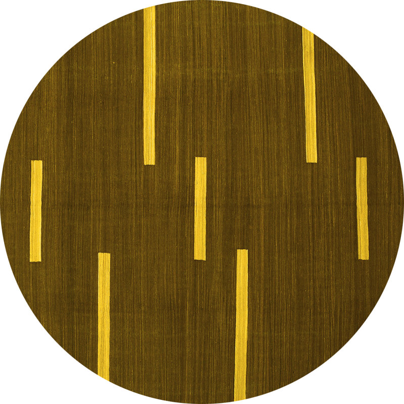 Tapis contemporains jaunes lavables à la machine 767, Rond 3 pi