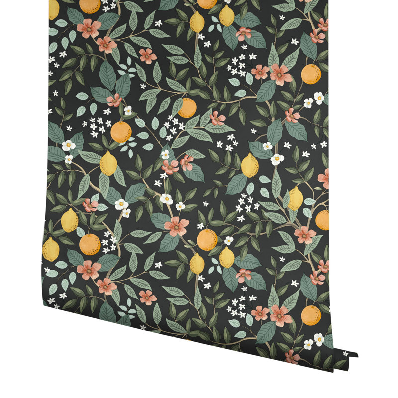 Citrus Grove Peel & Stick Wallpaper, Black