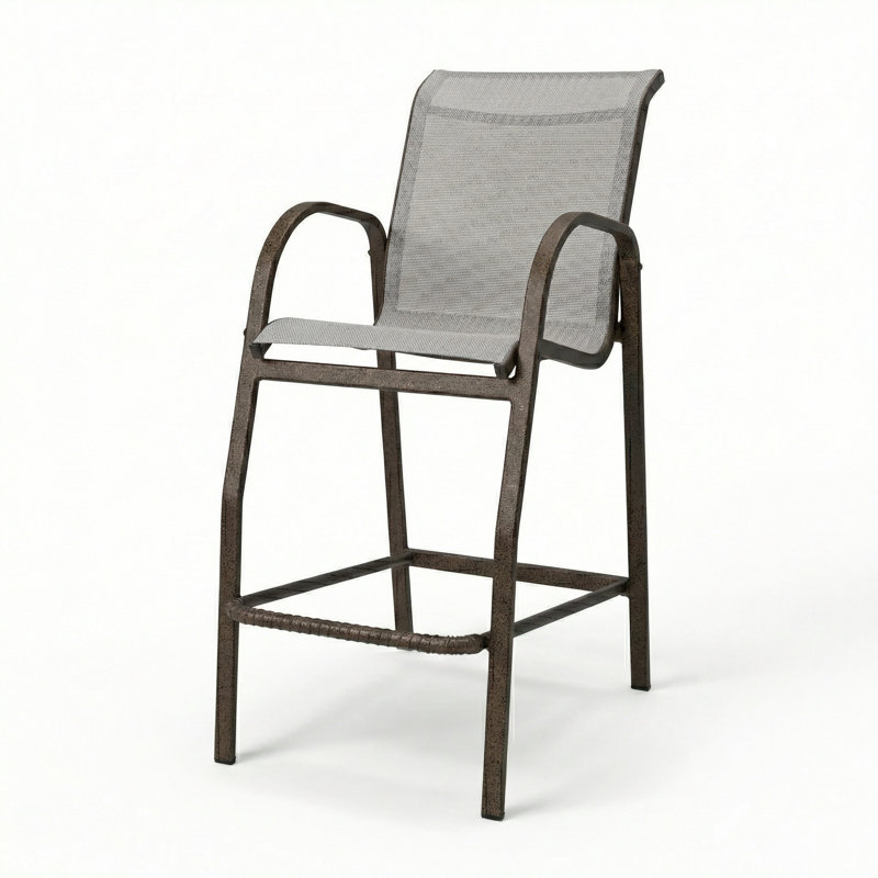 Windward Outdoor Ocean Breeze Bar Stool, Dove Gray/Bronze Age