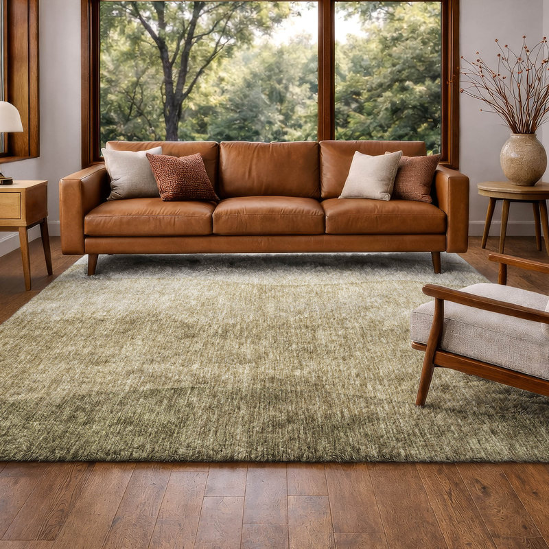Tapis dégradé Premium à poils longs lavable à la machine ADS625, Taupe, 10' x 14'