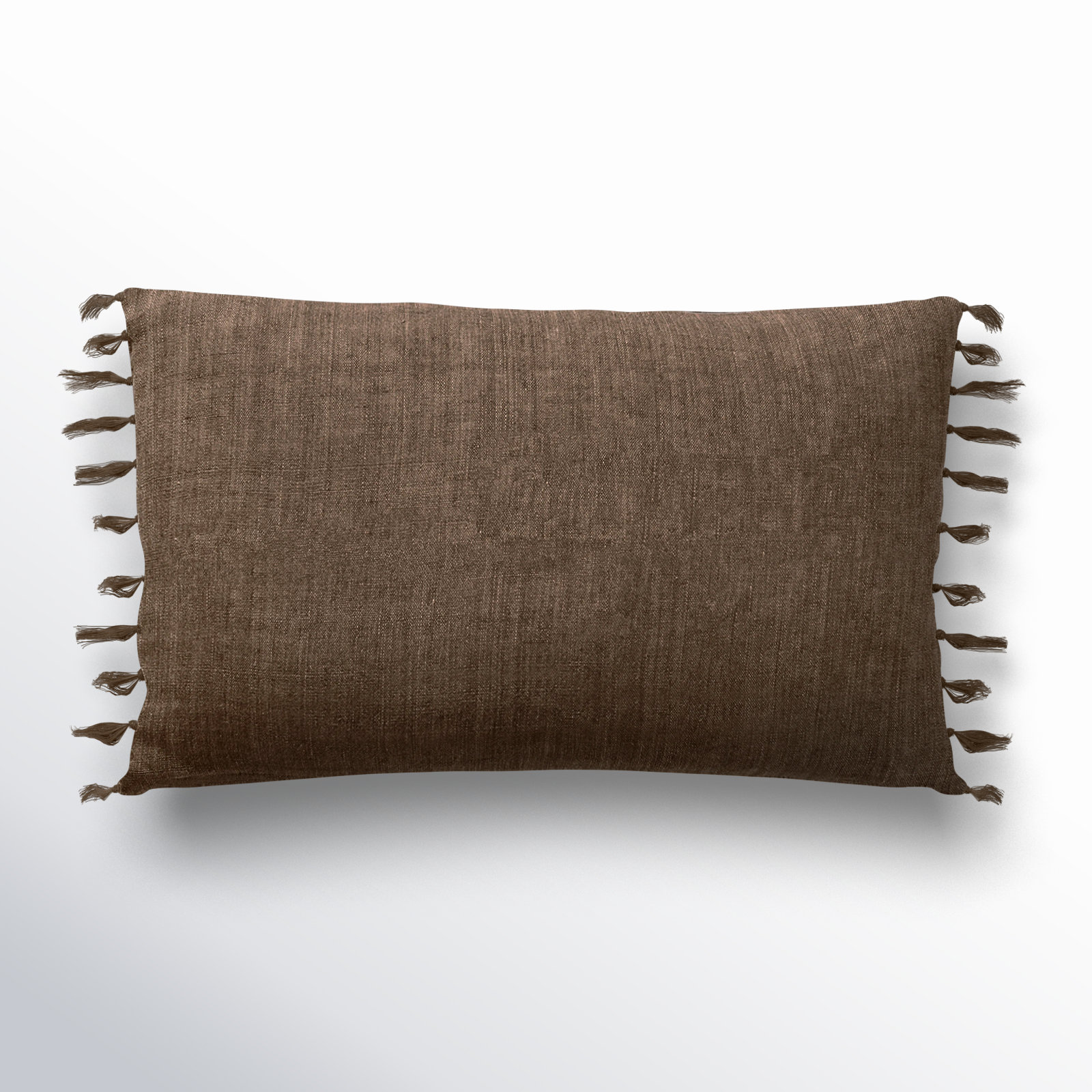 Sharron Tassels Linen Lumbar Throw Pillow, Pillow Cover Only - No Insert, Brown