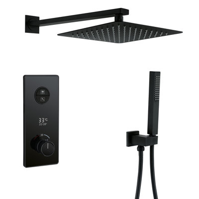 Ensemble de douche à affichage de température, robinet de douche thermostatique avec valve brute