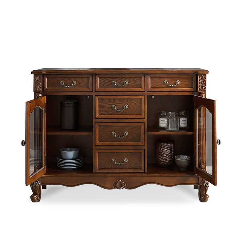 Buffet en merisier massif et bois manufacturé, H 33,46 po x l 50,79 po x P 14,96 po