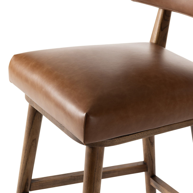 Cardell Swivel Upholstered Stool with Solid Wood Frame, Counter Stool (27" Seat Height), Sonoma Chestnut 
