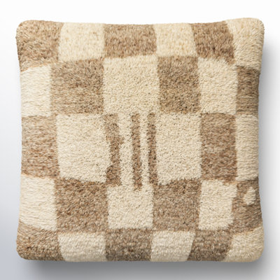 Raven Checkered Wool Blend Throw Pillow