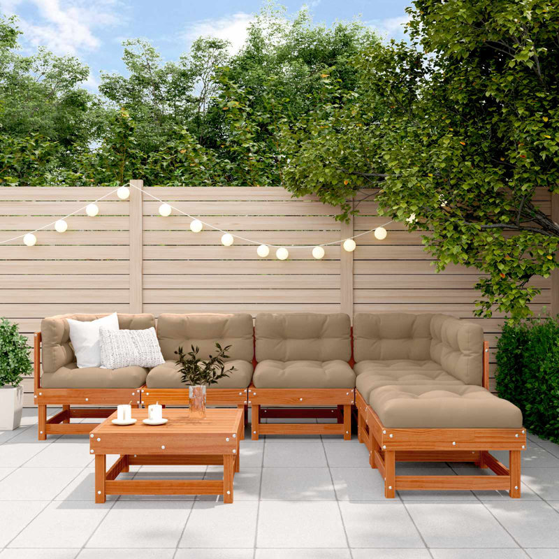  Garden Lounge Set 7 Pcs Solid Pine Wood Outdoor Seating Furniture Couch