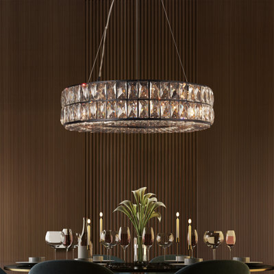 Lustre en forme de roue de chariot en cristal 21 lumières à 8 lumières Baconton