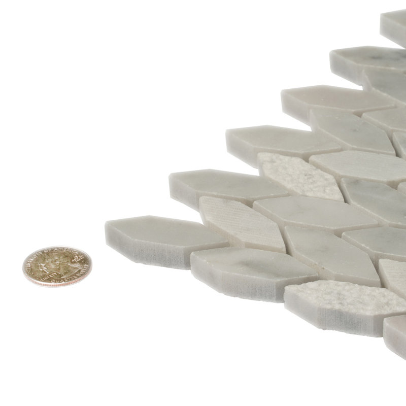 11.8" x 12" Marble Novelty Mosaic Wall & Floor Tile, White/Gray