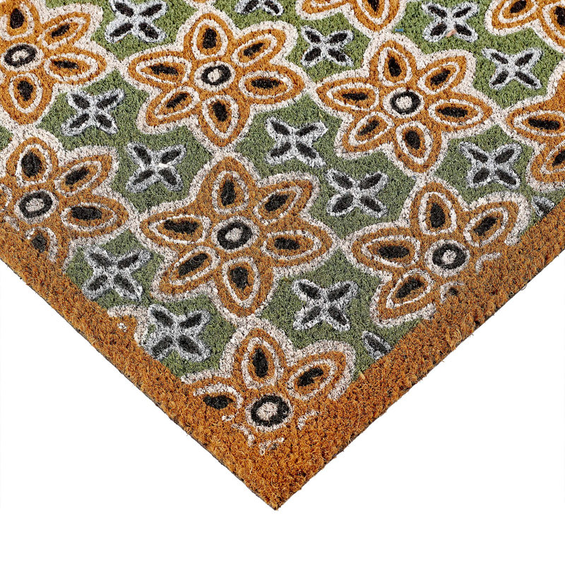Indoor / Outdoor Coir Mat Sage Green Woodblock