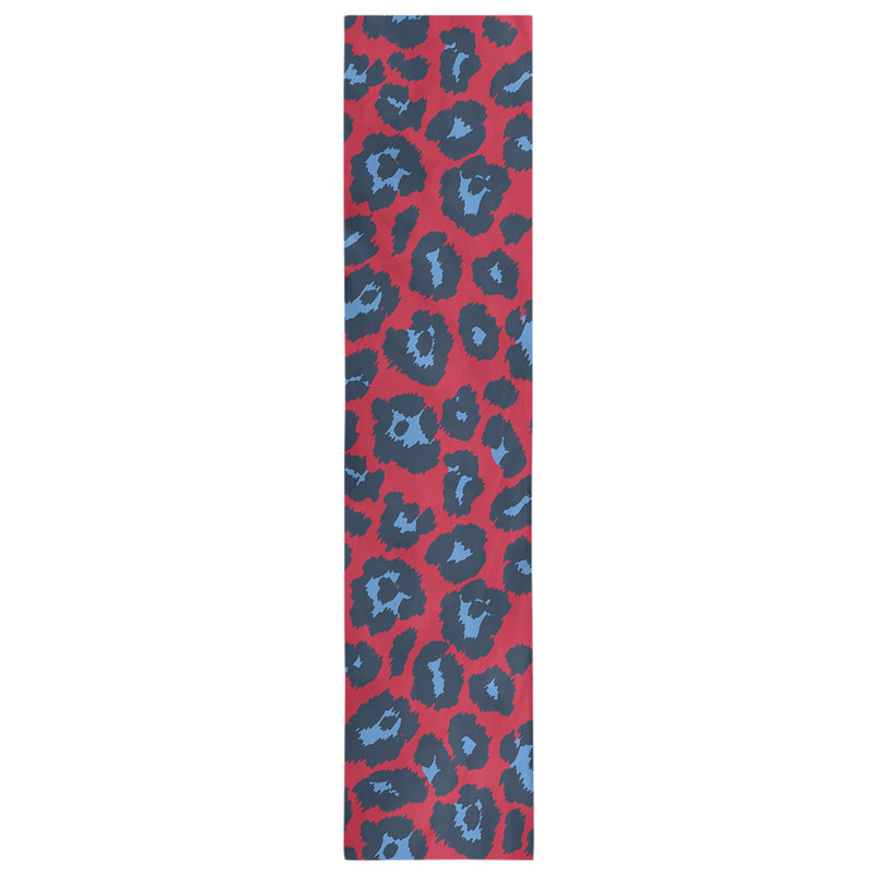 Animal Print Table Runner, 72" x 16", Red/Dark Blue/Blue
