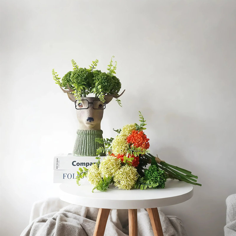 Pot à fleurs tête de résine en résine, pot fantaisiste nordique pour l'intérieur et l'extérieur