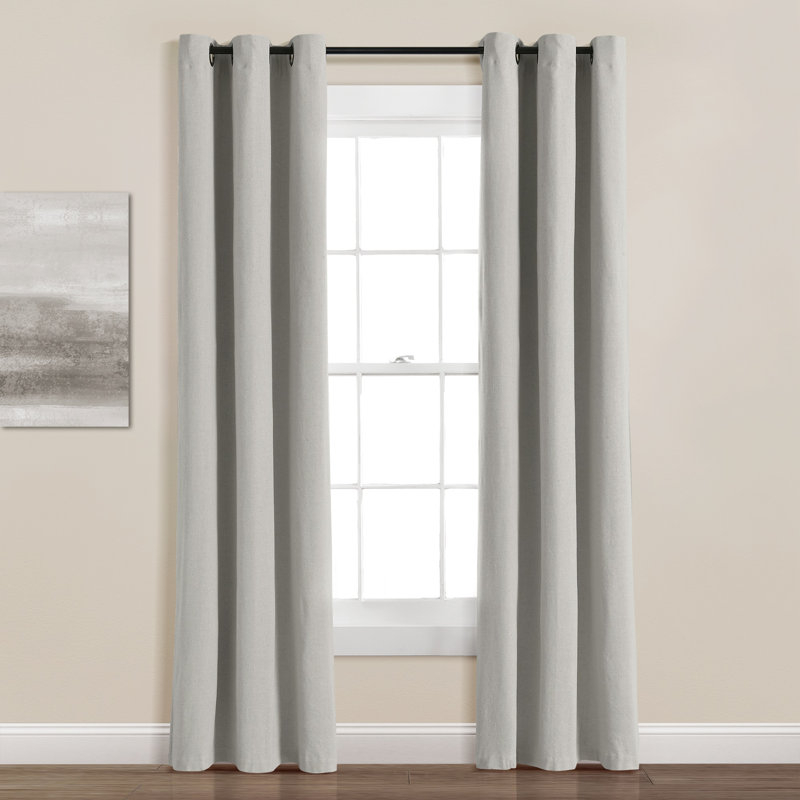 Light Gray Linen Blackout Grommet Window Curtain Panel 38" x 84"