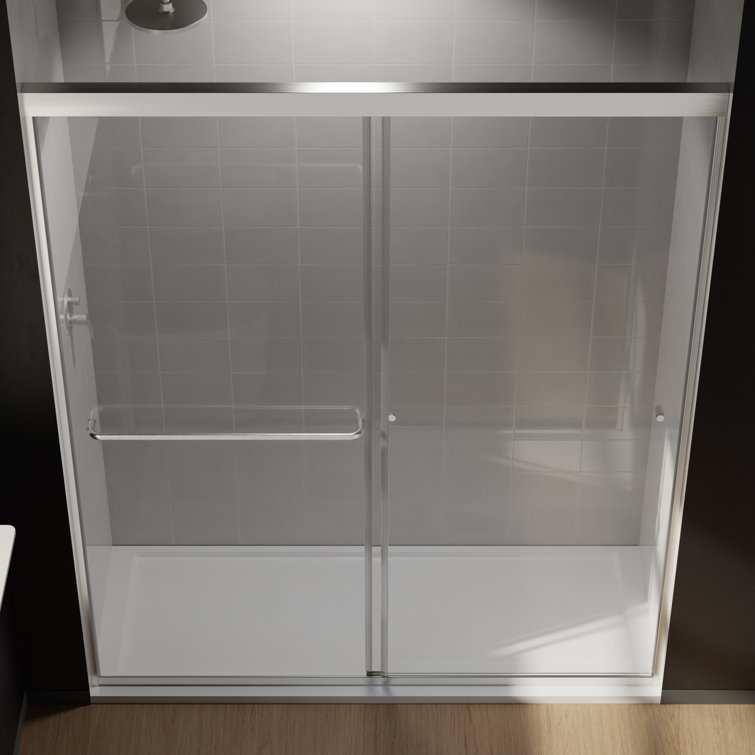 56-60 in. W x 72 in. H Semi-Frameless Pivot Shower Door in Brushed Nickel