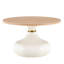 Affordable luxury gourd-shaped nesting coffee table set.Light wood-grain MDF tabletop with white-spray-painted metal base. Two-piece coffee table set. Ideal for living and dining rooms.-134287306