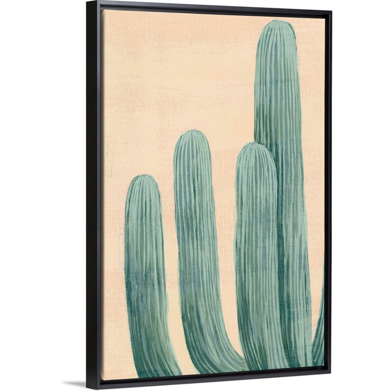 «Dusty Cacti I», reproduction d'art sur toile, Cadre flottant noir, H 25,7 po x l 17,7 po x P 1,75 po