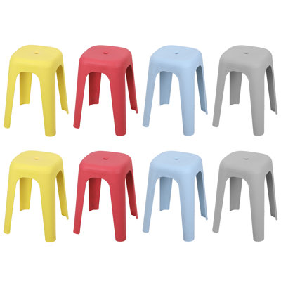 Paquet de 8 tabourets empilables en plastique pour l'école, tabourets gigognes colorés de 17 pouces de hauteur, tabouret portatif sans dossier pour les étudiants en classe, chaises à sièges flexibles pour le bureau d'école