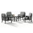 Teak Outdoor Four-person Conversation Set With Cushion And Two Side Tables-1987628334-1987628368