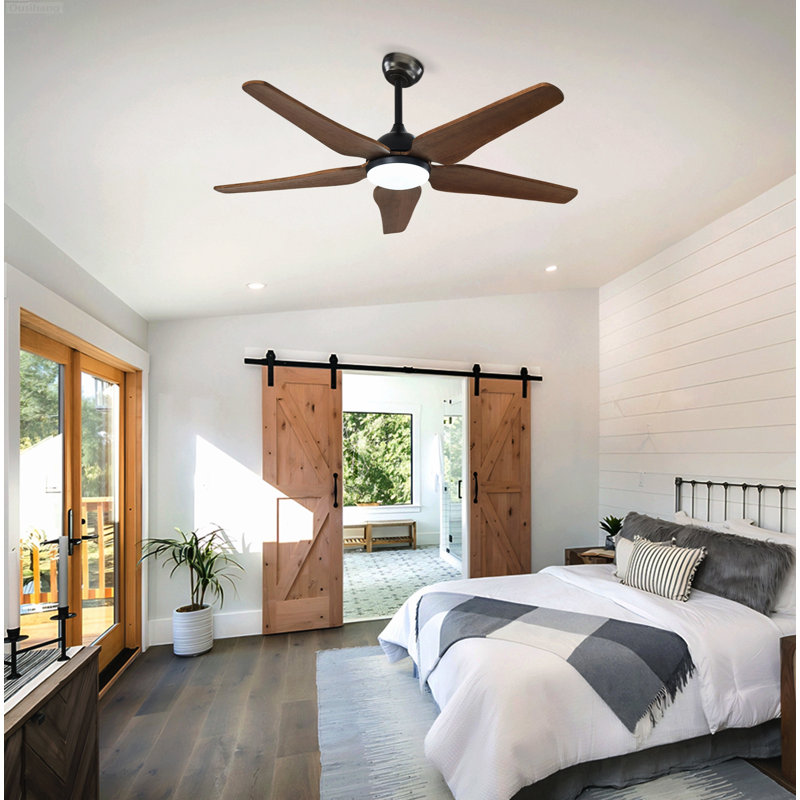 Ventilateurs de plafond à moteur à courant continu réversible à 6 vitesses Modern Farmhouse, Matte Black