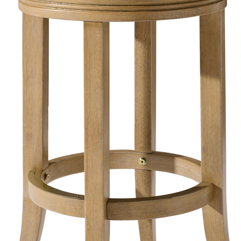 Weathered Oak Swivel Counter Stool with Vegan Leather Seat