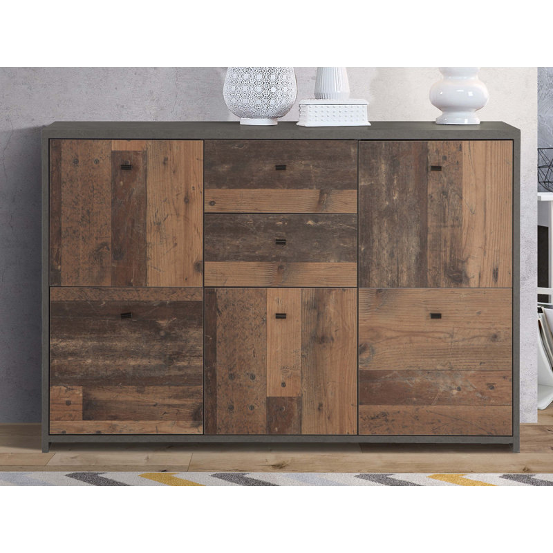 Filippone 114.1cm Sideboard, Concrete-like Appearance/Old Wood Vintage