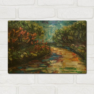 « Paysage au couteau à palette » de Lena Owens, tableau mural en métal doré, 40,6 x 30,5 cm