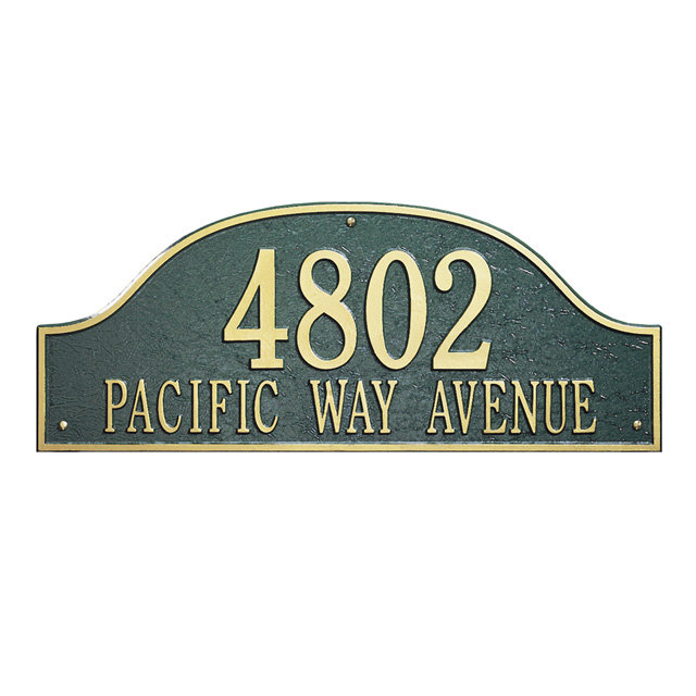 Admiral 2-Line Wall Address Plaque, Green and Gold, Yes